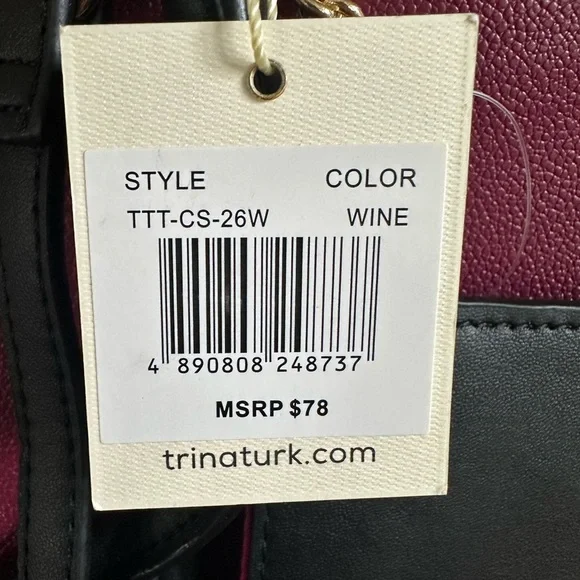 NWT Trina Turk - Wine/Tan; Double Handle/Cross Body Purse with Card Holder - Picture 3 of 10